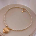 Large Frosted Heart-shaped Women's Necklace Pendant Necklace 6-7 mm Natural Baroque Freshwater Pearl Necklace