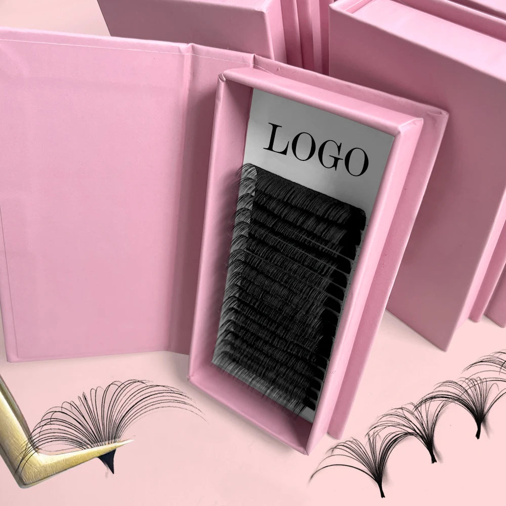Wholesale Handmade Korean PBT Fiber Curl CC/D Natural Long Premium Volume Lash Extensions Lash Trays