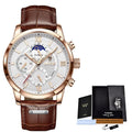 LIGE LG8932 Big Dial Women Watch Sport Leather Waterproof Quartz Watch Men Fashion 24 Hour Moon Phase Wristwatch for Women