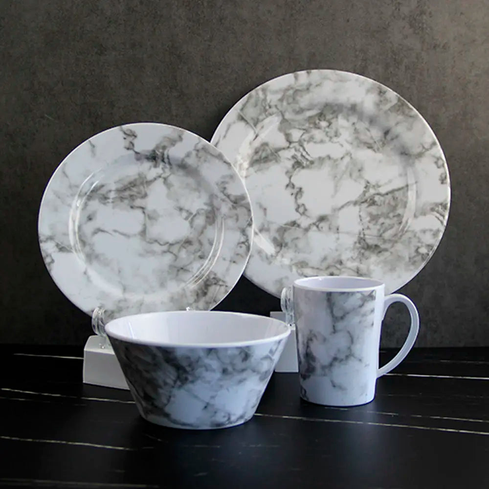 Wholesale 16-Piece Durable Melamine Asian Zen Dinnerware Set Customized Pattern Salad Bowls Plates for Home Hotel Use