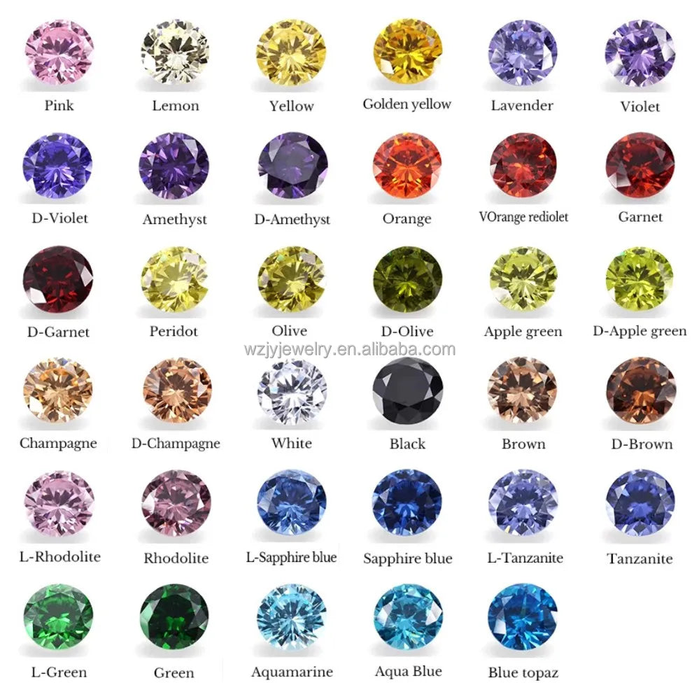 FREE SAMPLES Round Mixed Colors Gemstone Loose CZ Stones Cubic Zirconia for Jewelry Making