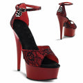 New lace red pole dance high heels 15 cm thin heel leaky toe 6 inch platform striptease shoes summer large sandals