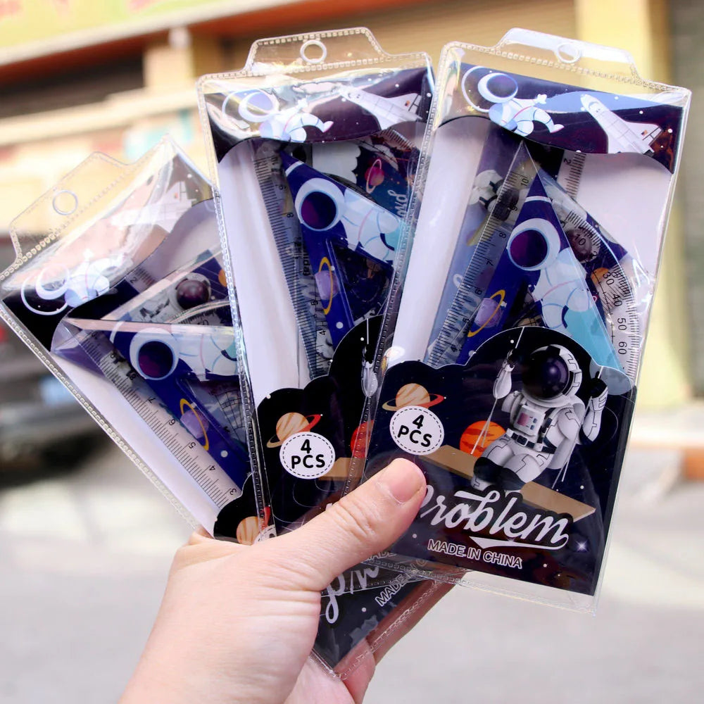 School Kids Stationery Kit Product Gifts Boys Cartoon Astronaut Design Ruler Kawaii Set