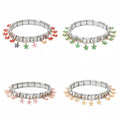 Fashion Pendant with Five Petal Flowers DIY Italian Charm Bracelet Single Section Elastic Stainless Steel 9mm Bracelets Gifts