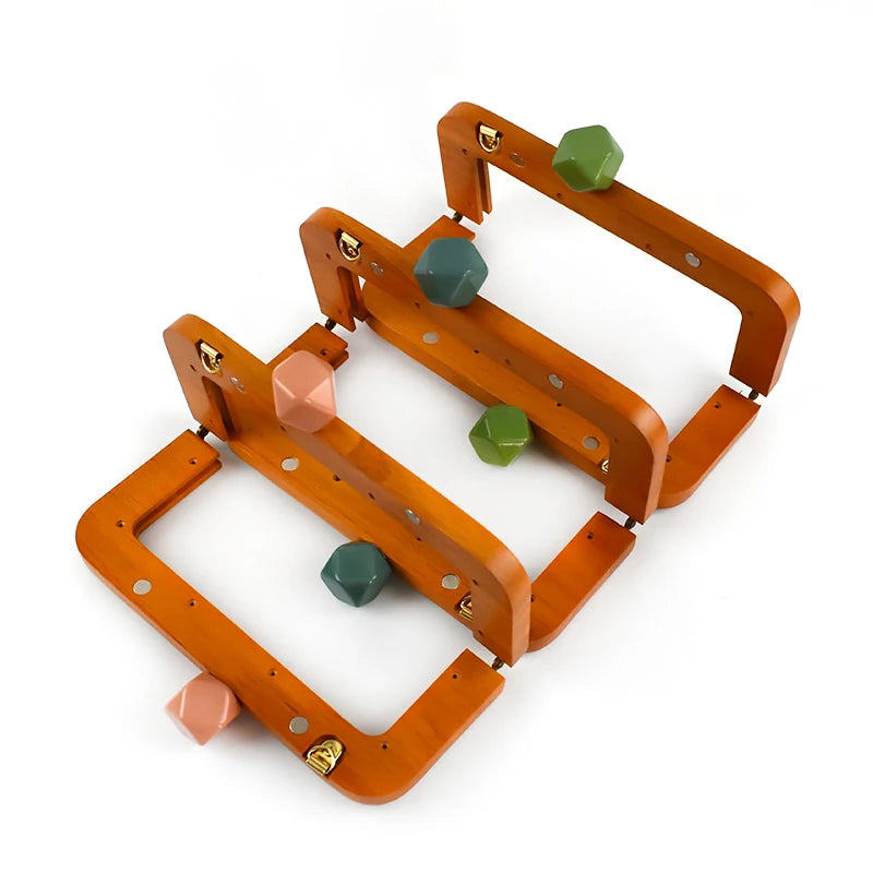 Meetee BS243 20*8cm Octagonal Rhombus Resin Head Wooden Clip Frame Handbag Sewing Accessory Bag Handle