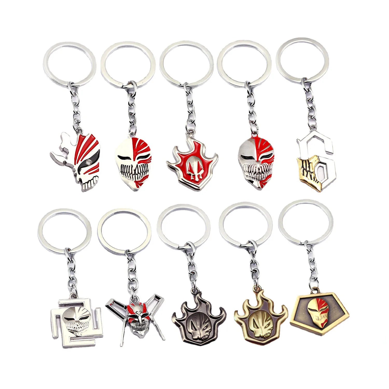 Anime Flame Skull Metal Pendant Keychain Kurosaki Ichigo BLEACH Keychain