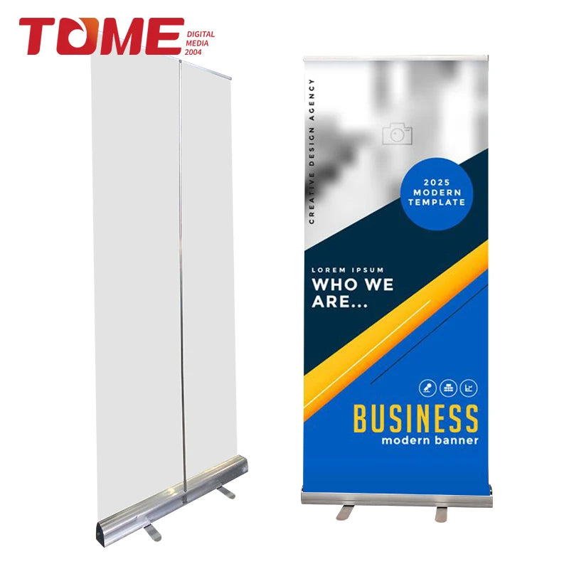 Outdoor Exhibition Flex Banner Roll Plastic Feet Solid Aluminum Pull up Banner Stands