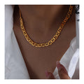 Punk Jewelry Waterproof Tarnish Free 18k Gold Planted Pig Nose Necklace Stainless Steel Chunky Chain Necklace for Women YF3583