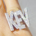 10K White Gold VVS Moissanite Diamond Name Letter Hip Hop Iced Out Ring