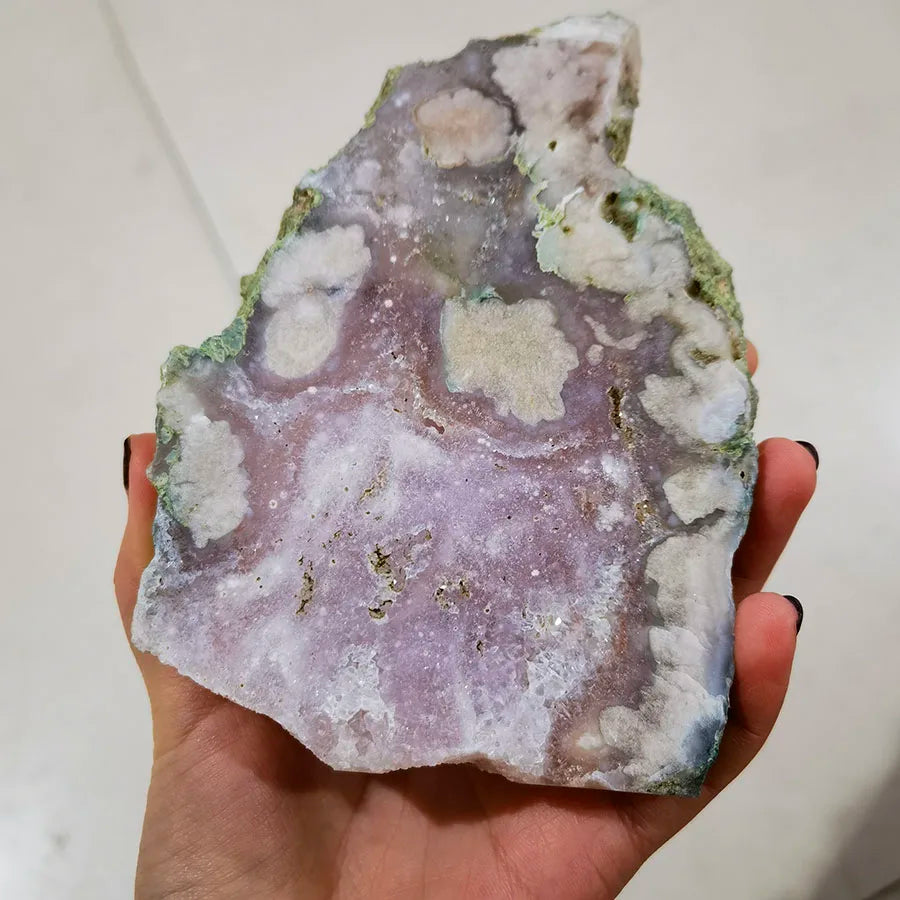 Flower Agate Slab Raw Polished Cherry Blossom Agate Crystal Slices Natural Sakura Agate Plate 11-20 cm