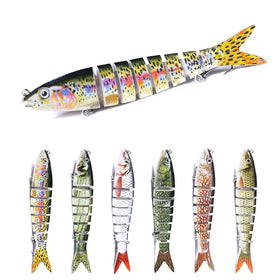 Wholesale JM024 13.6cm 18.7g Artificial Hard Plastic Lifelike Baits 8 Sections Multi Jointed Minnow Fishing Lures