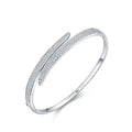 Trendy S925 Silver Women's Diamond Bangle Fashionable Sterling Silver Bracelet for Engagement Party or Wedding Anniversary