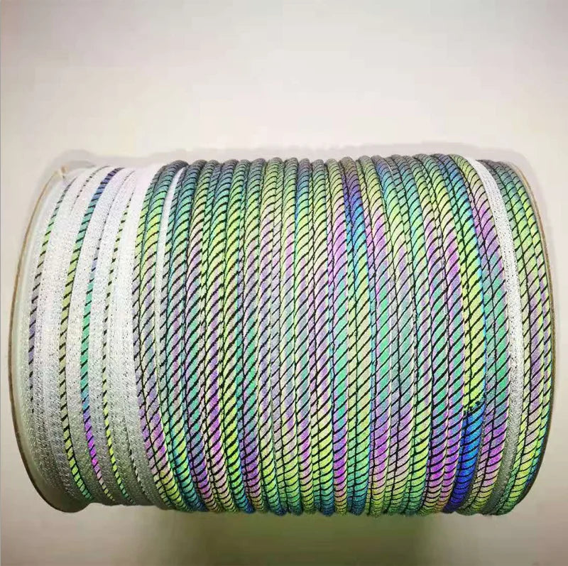 Visibility Fashion Yellow Silver Grey Reflective Piping Trim Fabric Binding Tape for Reflex Windbreak Jacket Cuffed Bottom Hem
