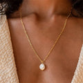 New Casual Real Fresh Water Pearl Necklace  Stainless Steel Chain Baroque Freshwater Pearl  Pendant Necklace