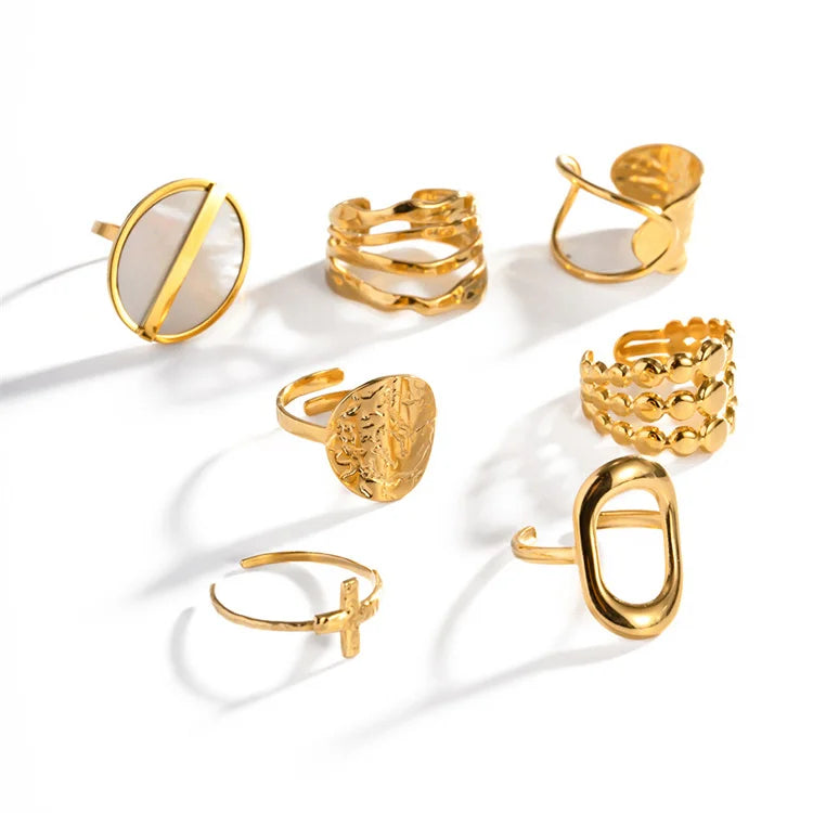 Wholesale Gold Plated Women Jewelry Custom Vintage Stainless Steel Cuff Rings