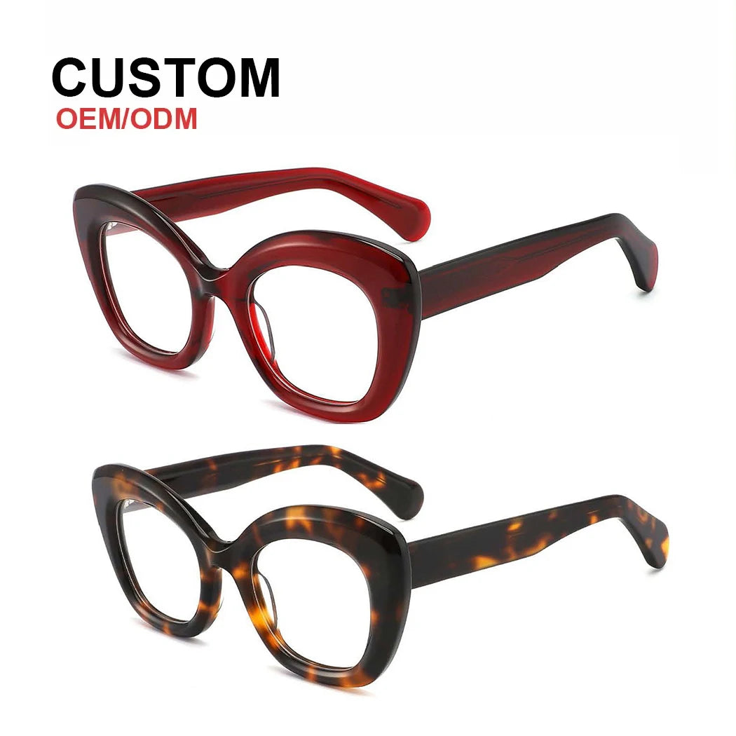 Luxury Brand Oval Women Blue Light Blocking Glasses Cat Eye Acetate Frame Optical Eyeglasses Frames Custom logo
