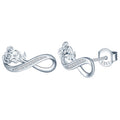 S925 Silver Rose Gold Plated Cute Infinity Earring with Rose Bouquet Zircon Setting for Anniversary & Party Gift MegaBDM