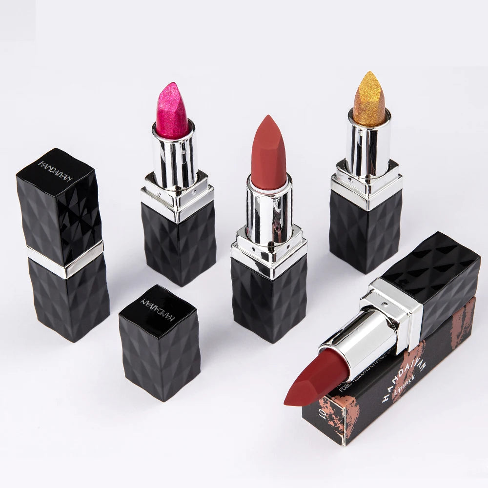 Handaiyan Oem 12 Colors Lip Gloss Set Vegan Nude Matte Lipstick Personalized Lip Gloss Tubes Lipstick Waterproof Long Lasting