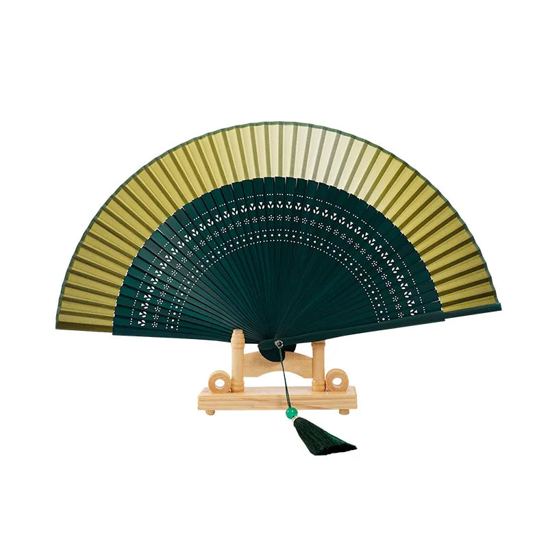 Personalized Bamboo Silk Folding Hand Fans Chinese Retro Large Handheld Fan Wedding Party Gift for Women