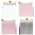 15-Piece Nail Art Brush Set Nylon Liner & Dotting Design Acrylic Flat Crystal Painting & Drawing Brush