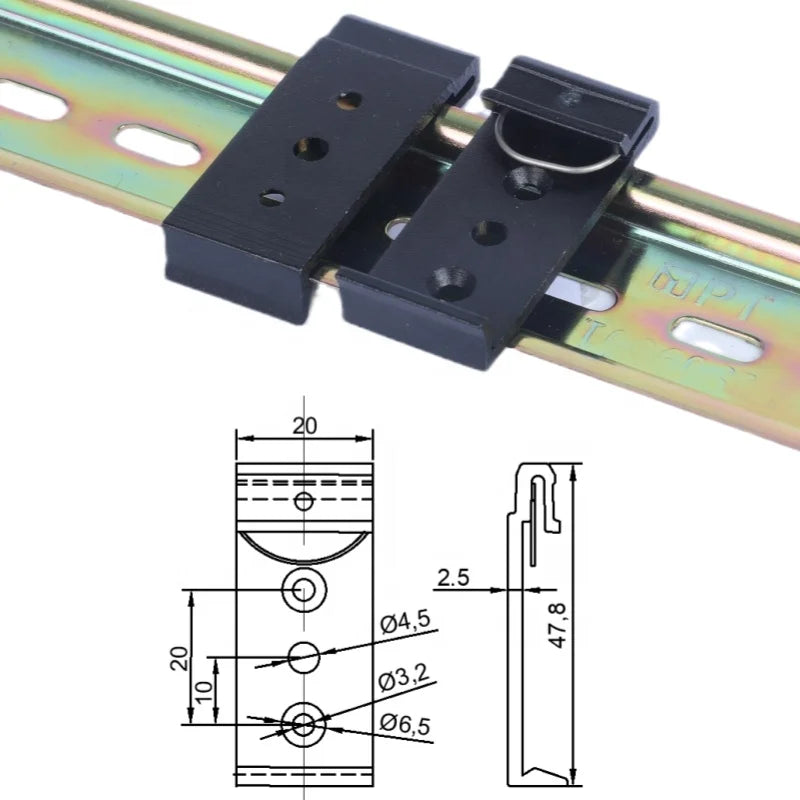 Clamp Snap Hook National Standard 35mm Metric DIN Guide Rail Buckle Easy Installation Aluminum Alloy Black Bracket 1 Year