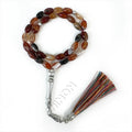 Natural Red Striped Agate 8*12mm Aqeeq Tasbih Muslim 33pcs Beads Bracelet Islamic Accessories Prayer Bead Arabic Misbaha Rosary