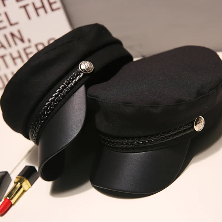 Girls French Adjustable Cool Tactical Gorras Lady Autumn Winter Women Pu Leather Newsboy Beret Cap Hat