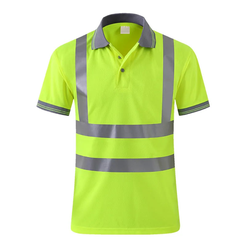Custom Logo Quick Dry High Visibility Safety T-shirt Reflective Fluorescent Yellow Orange Short Sleeve T-shirt