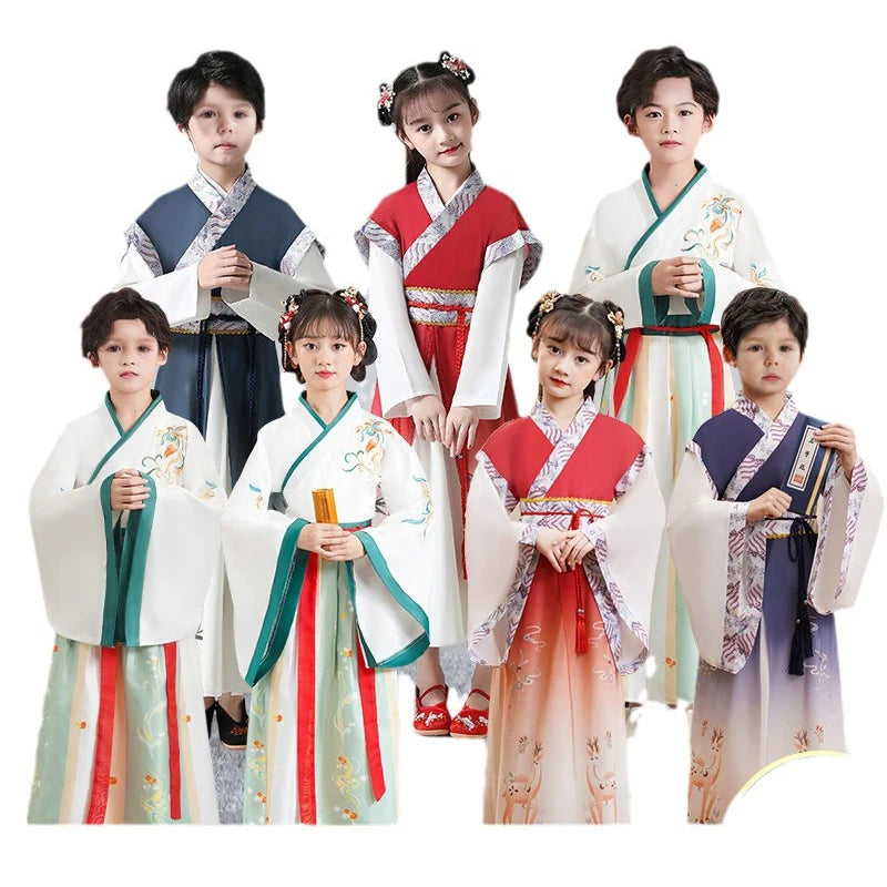 2024 Traditional Women's and Children's Modern Hanfu Dress Stage Performance Tang Suit for Adults and Girls Boys