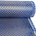 3K 2x2 Twill Carbon Fiber Aramid Hybrid Fabric Blue Color