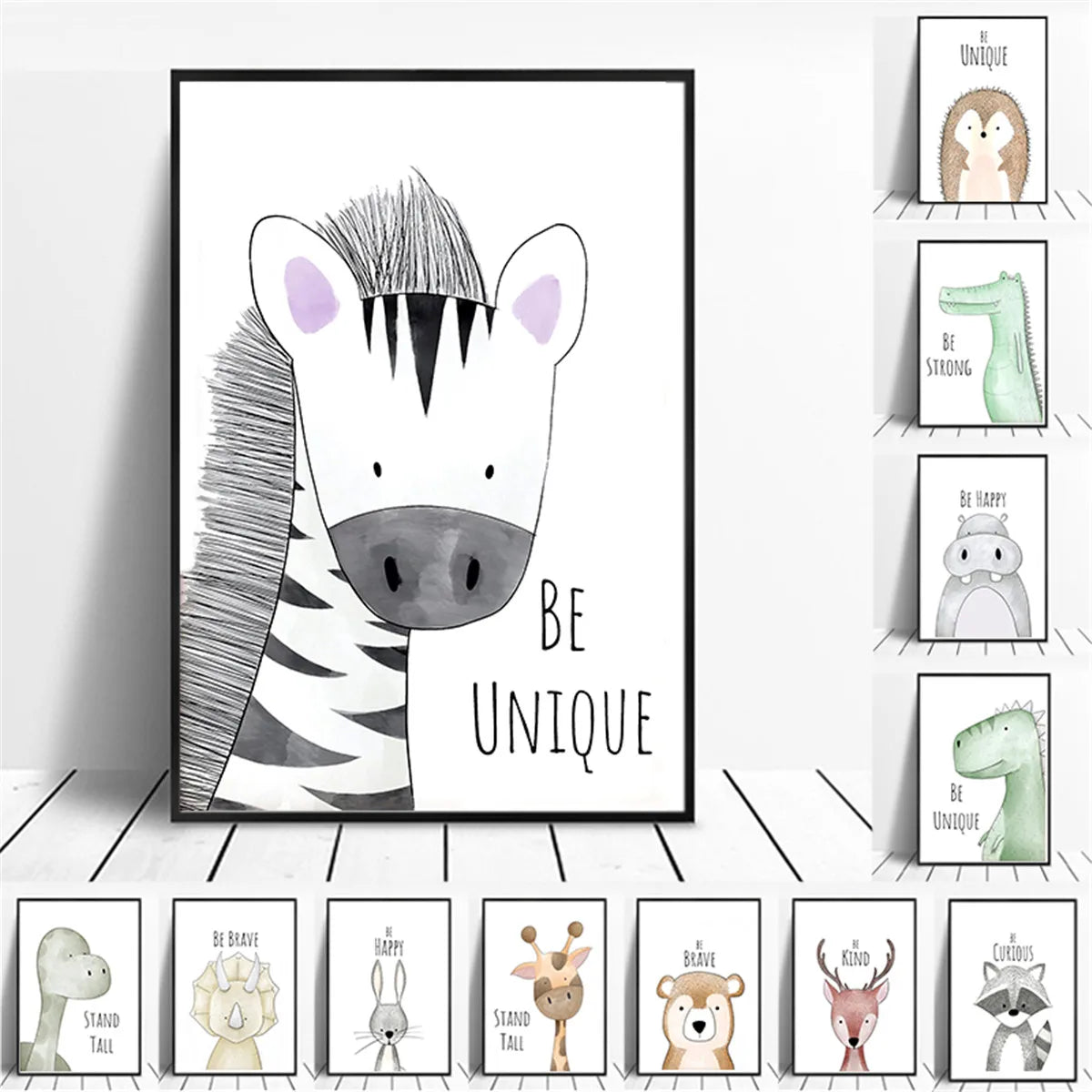 Lion Animal Kawaii Poster Baby Room Art Canvas Paint Hanging Wall Nursery Decor