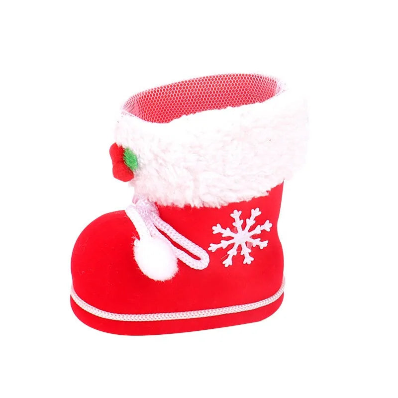 Wholesale Cute Christmas Candy Boots Bag Decorative Hanging Red Christmas Boots