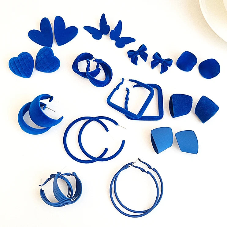 New Arrival Trendy Exaggerated Earrings Temperament Flocking Stud Earrings Klein Blue Earrings Gifts for Women