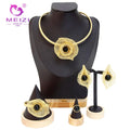 MEIZI JEWELRY Wholesale Dubai Jewelry 18k Gold-plated Geometric Necklace and Earrings 4 Pieces Collection of Gold Jewelry