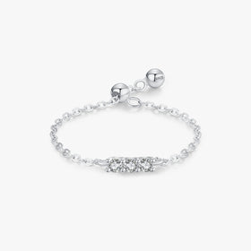 Ailmay 925 Sterling Silver Minimalist Geometric Zircon Adjustable Link Chain Rings for Women Engagement Party Fine Jewelry Gifts