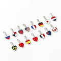 Enamel Heart Shape United States Germany Canada Australia Brazil Spain Japan Italy Flag Charm Earrings Necklace Jewelry Pendant