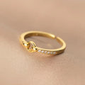 Geometric Round Diamond Women's Ring Gold Adjustable Opening Ring for Girlfriend Gift for Bestie Wholesale Gold Plated