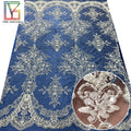 Luxury Embroidery Mesh Beads Sequins Lace Fabric French White Pearl Beaded Wedding Bridal Tulle Lace Fabric for Dresses Women