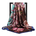 Fashion Scarves for Women Shawl Print Silk Satin Hijab Scarf Female Bandana 90*90cm Luxury Brand Square Shawls Ladies