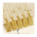 Carline Jewelry Stainless Steel 18K Gold Plated Tarot Card Necklaces Titanium Steel Necklace Square Pendant Necklace