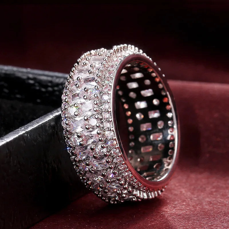 CAOSHI Female Crystal Zircon Stone Ring Vintage Wedding Rings for Women Luxury Fashion 925 Silver Plated Ring