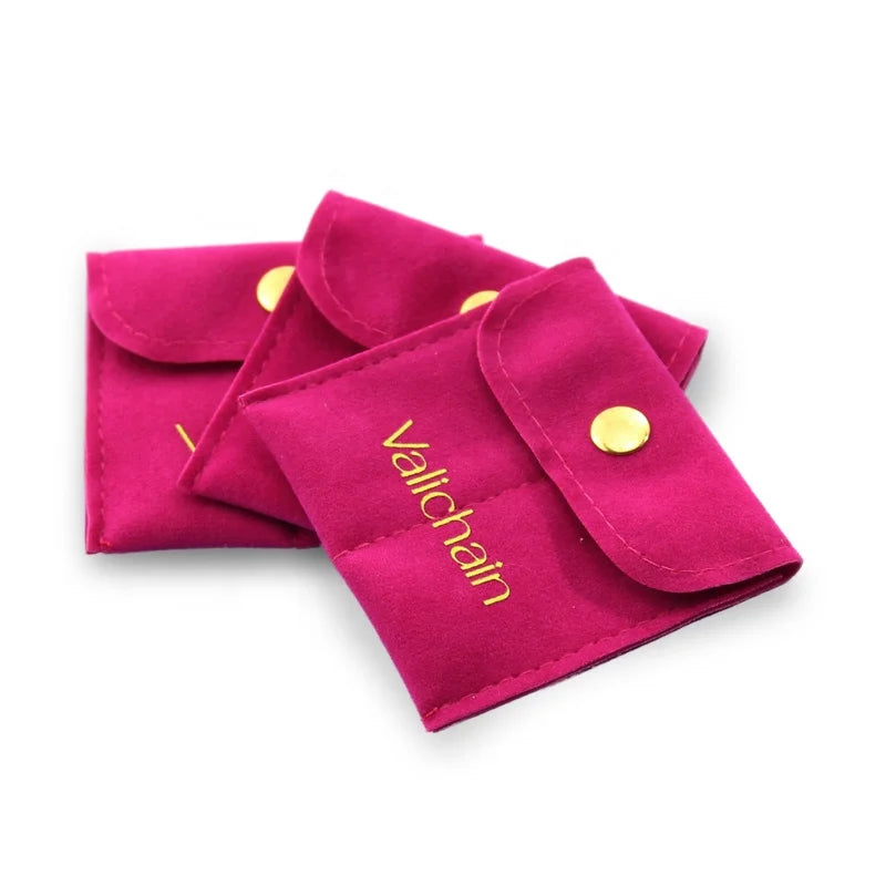 Velvet Jewelry Bag with Gold Logo Button Pouch Jewellery Accessories for Ring Earrings Packing