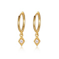 Mini Hoop Earrings Rhombus Huggie 925 Sterling Silver Dainty Crystal CZ Drop Pendant Small Round Cuff Stud Tiny Loops