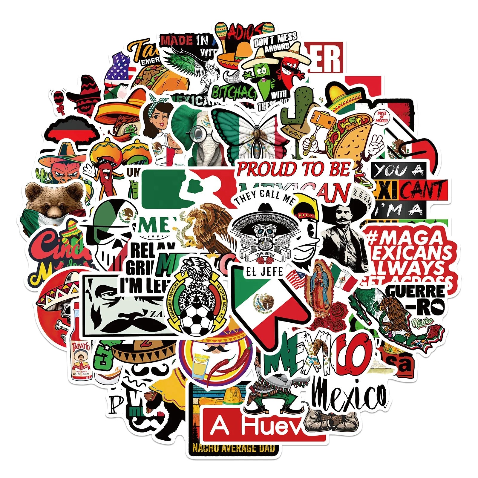 50Pcs Mexico Style Funny Tide Graffiti Sticker for Skateboard Luggage Laptop Bike Car Guitar Decorative Logo Stickers