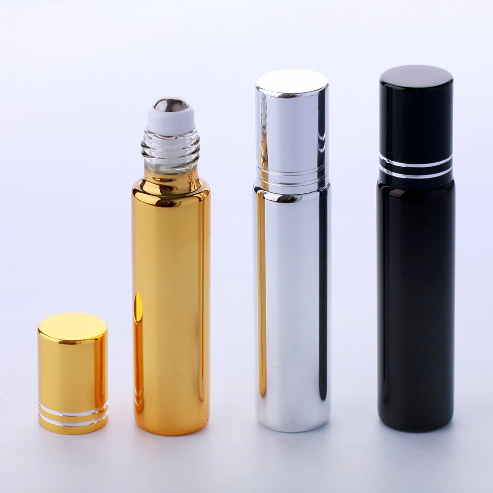 Mini 10ml UV Essential Oil Roller Bottle round Glass Ball Roll-on Perfume Container