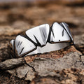 Carved Rock Roll Texture Signet Rings Stainless Steel Vintage Minimalist Band Biker Rings for Men Women