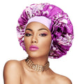 New Design Fashion Printing Bonnet Satin Hair Wraps Popular Sleep Cap With Flower Decoration 408E-1