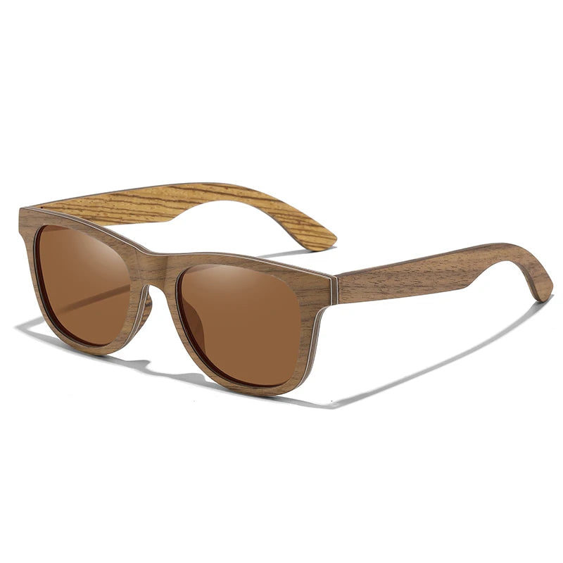 Fashion Unisex Polarized Aluminum Hard Vintage Sun Glasses Men and Women Customized Logo Engraved Skateboard Wooden Sunglasses