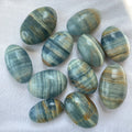 Natural gemstone healing crystal rock crafts blue onyx agate palm stone