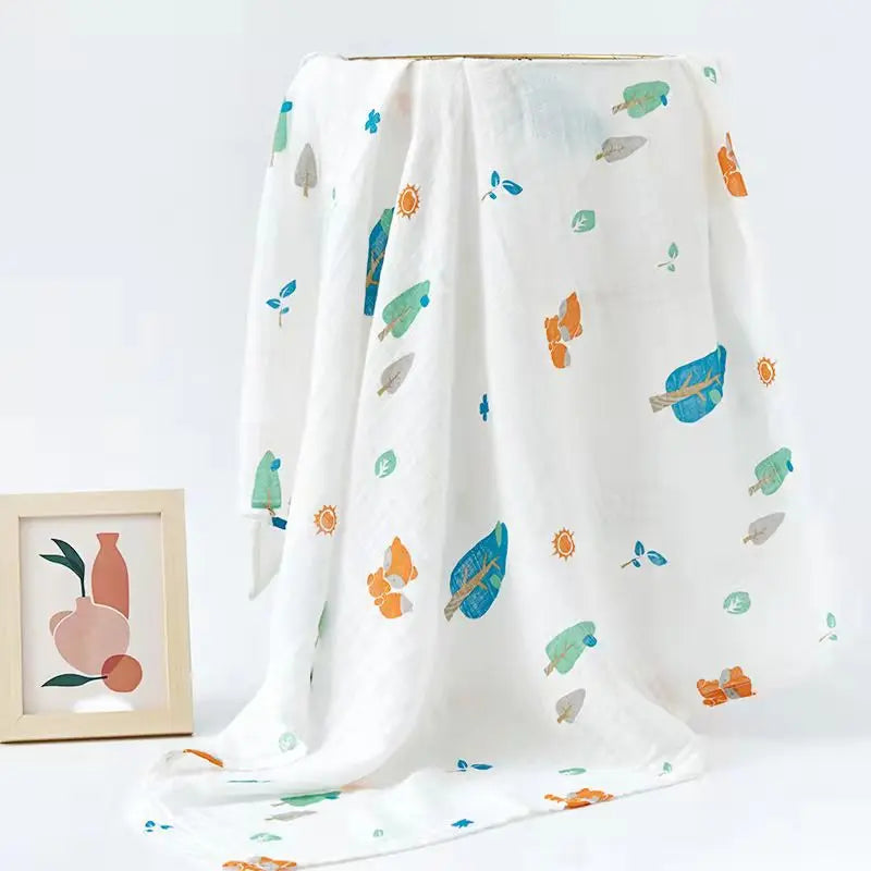 Customizable 2-Layer 100% Cotton Muslin Swaddle Blanket Animal Pattern Wrap Wearable for Newborns Knitted Hospital Grade Baby